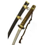 A SECOND WORLD WAR JAPANESE NAVAL OFFICER'S SWORD (KATANA) the 68cm blade with a Midare almost Toran