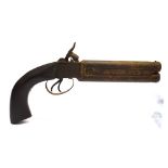 A 19TH CENTURY NEAR EASTERN OR NORTH AFRICAN PERCUSSION DOUBLE-BARREL OVER & UNDER HOLSTER PISTOL