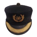 A GREAT WESTERN RAILWAY STATION MASTER'S PILL-BOX PEAKED CAP by J. Compton Sons & Webb Ltd,