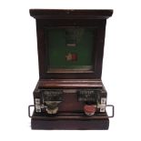 A GREAT WESTERN RAILWAY SIGNAL BLOCK INSTRUMENT the mahogany case with Down Line indicator panel and
