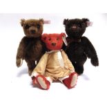 THREE STEIFF COLLECTOR'S TEDDY BEARS comprising 'Baby Alfonzo', red, limited edition 2119/5000, with