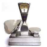 A SET OF CONFECTIONER'S SHOP SCALES by Vandome & Hart Ltd of London, serial no. 4440, with an enamel