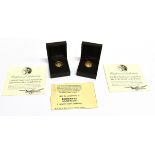 U.S.A. - TWO BICENTENNIAL GOLD PIECES, 1976 each in case of issue, (each approximately 3g of .500