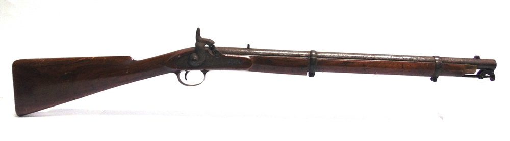 A PERCUSSION TWO-BAND ENFIELD TYPE CAVALRY CARBINE with a tapering 22 inch (56cm) rounded twin - Image 2 of 6