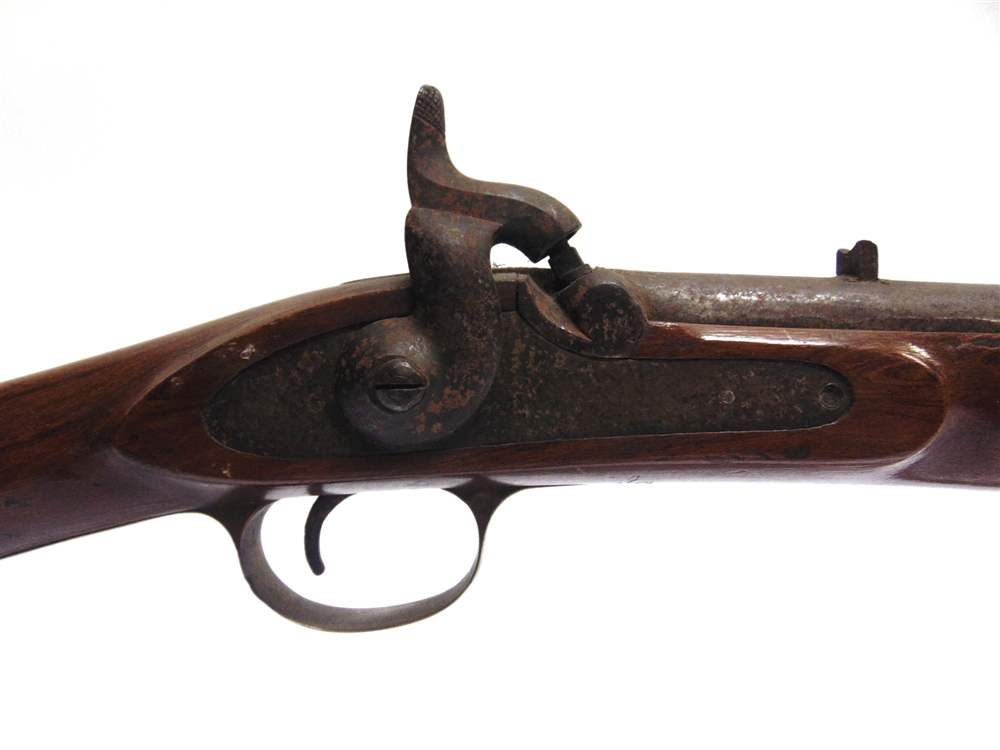 A PERCUSSION TWO-BAND ENFIELD TYPE CAVALRY CARBINE with a tapering 22 inch (56cm) rounded twin - Image 3 of 6