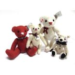 FOUR STEIFF COLLECTOR'S TEDDY BEARS comprising 'Felt Teddy Bear', red, limited edition 874/2000,