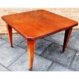 AN EDWARDIAN MAHOGANY DINING TABLE the square top 104cm square with canted corners (extending, but