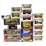 EIGHTEEN 1/76 SCALE DIECAST MODEL BUSES & COMMERCIAL VEHICLES including two sets, each mint or