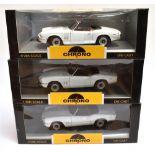 THREE 1/18 SCALE CHRONO NO.H1040, 1970 TRIUMPH SPITFIRE CONVERTIBLES white, each mint or near mint