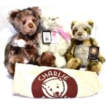 THREE CHARLIE BEARS COLLECTOR'S TEDDY BEARS comprising 'Ashley'; 'Anniversary Carol'; and '