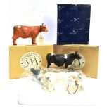 BORDER FINE ARTS: A4579 Belgian Blue Bull, A4582 Belgian Blue Cow and A4585 Belgian Blue Calf;