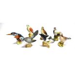 A GROUP OF SEVEN BESWICK BIRDS Magpie, Song Thrush, Cuckoo, Kestrel, Kingfisher, Lesser Spotted