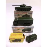THREE DINKY DIECAST MODEL MILITARY VEHICLES comprising a No.622, Foden 10-Ton Army Truck, olive