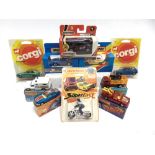 TEN ASSORTED DIECAST MODEL VEHICLES comprising Matchbox 1-75 series (8) and Corgi Juniors (2),