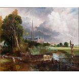 BRITISH SCHOOL (19TH CENTURY), AFTER JOHN CONSTABLE Salisbury Cathedral from the meadows, oil on