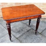 A 19TH CENTURY MAHOGANY TABLE the oblong table with reeded edge 89cm x 58cm, on fluted supports with