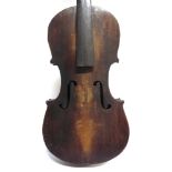 A VIOLIN unlabelled, the one-piece back 35.5cm long.