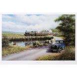 RAILWAYANA - DON BRECKON (BRITISH, 1935-2013) 'Brief stop', colour print, limited edition 310/650,