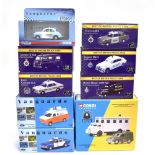 NINE DIECAST MODEL POLICE VEHICLES mainly 1/43 scale, by Vanguards (3); Atlas Editions (5); and