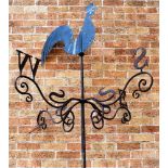 A VICTORIAN WROUGHT IRON WEATHER VANE modelled as a cockerel
