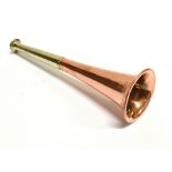 A COPPER AND NICKEL HUNTING HORN 23cm long
