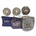 A HOUSE OF HARDY J.L.H. #6 TROUT FLY REEL complete in its cotton draw-string cotton bag