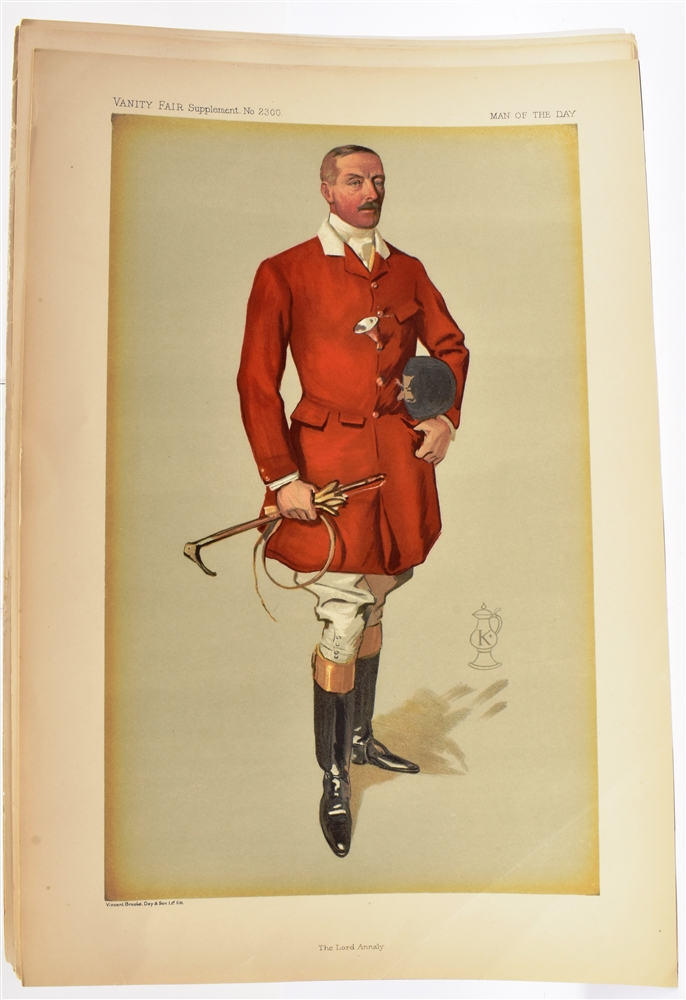 VANITY FAIR - FOX HUNTERS The Lord Annaly, supplement No.2300, 39cm x 26.5cm; A Hard Rider, May 26