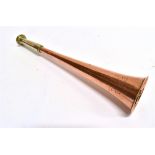 A REED COPPER AND PLATED HUNTING HORN by 'Swaine & Adeney, 185 Piccadilly, London, proprietors of