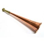 A REED COPPER AND PLATED HUNTING HORN '1851-1862', by 'Swaine & Adeney, 185 Piccadilly, London,