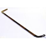 A RIDING CROP, with antler grip, plated collar and bamboo shaft