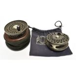 A HARDY MADE ORVIS C.F.O.123 TROUT FLY REEL complete in its cotton draw-string cotton bag and