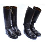 TWO PAIRS OF GENT'S BLACK LEATHER HUNTING BOOTS