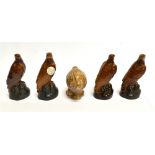 FOUR BESWICK 'BENEAGLES SCOTCH WHISKY' miniature eagle decanters, 11cm high and a similar fish