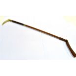 A LADIES/CHILDS HUNTING CROP with antler grip, part leather and part bamboo shaft, and with twin