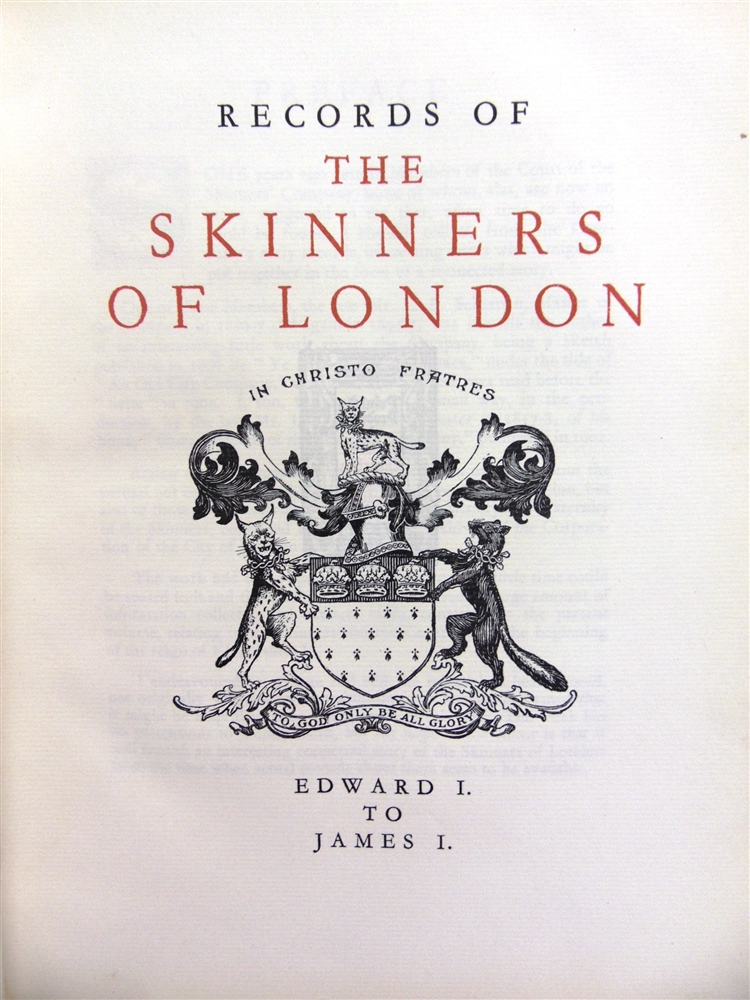 [HISTORY]. LONDON Lambert, John James, compiler & editor. Records of the Skinners of London,