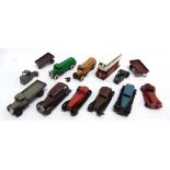ELEVEN DINKY DIECAST MODEL VEHICLES circa 1940s-50s, variable condition, some repainted and / or