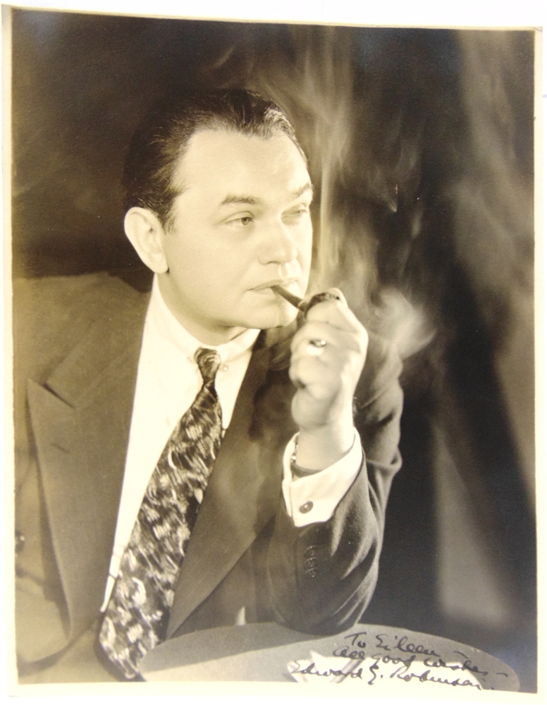 AUTOGRAPHS - EDWARD G. ROBINSON (ROMANIAN-AMERICAN, 1893-1973), ACTOR a black and white portrait