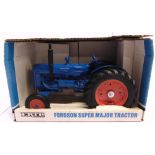 A 1/16 SCALE ERTL FORDSON SUPER MAJOR TRACTOR blue, mint and boxed.