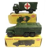 TWO DINKY MODEL MILITARY VEHICLES comprising a No.626, Ford Military Ambulance, drab olive green