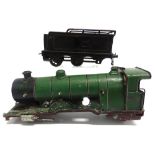 [O GAUGE]. A G.N.R. IVATT 4-4-2 TENDER LOCOMOTIVE, 1442 hand-painted lined green livery, with a