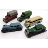 FIVE DINKY MODEL VEHICLES circa 1940s-50s, variable condition (two cars and one lorry with