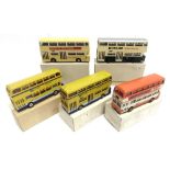 FIVE DINKY LEYLAND ATLANTEAN BUSES circa 1960s-70s, each repainted to a good standard, variable