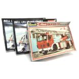 THREE 1/24 SCALE UNMADE PLASTIC KITS comprising a Revell Metz DLK23-12 Mercedes-Benz 1422, boxed,