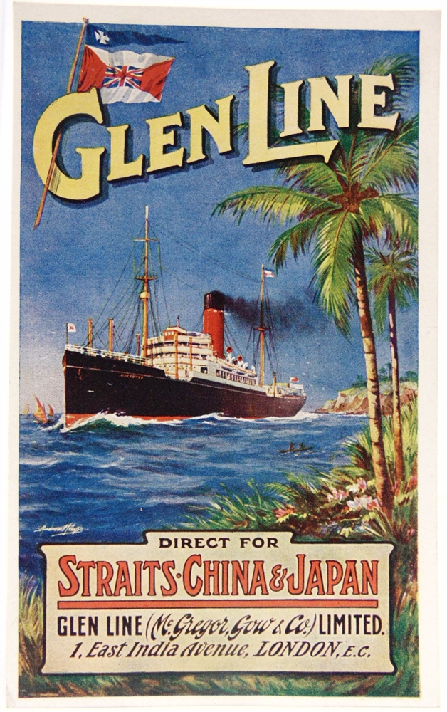 POSTCARDS - SHIPPING A Glen Line artist-drawn poster advertising card.