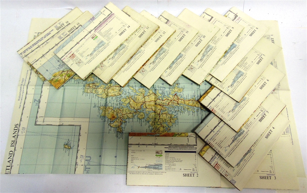 SIXTEEN ORDNANCE SURVEY QUARTER INCH FIFTH SERIES FOLDING MAPS (Sheets 1-16), circa 1962.