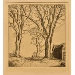 ELLIS R. MILNE (EARLY-MID 20TH CENTURY) Country track with trees, engraving, limited edition 4/20,