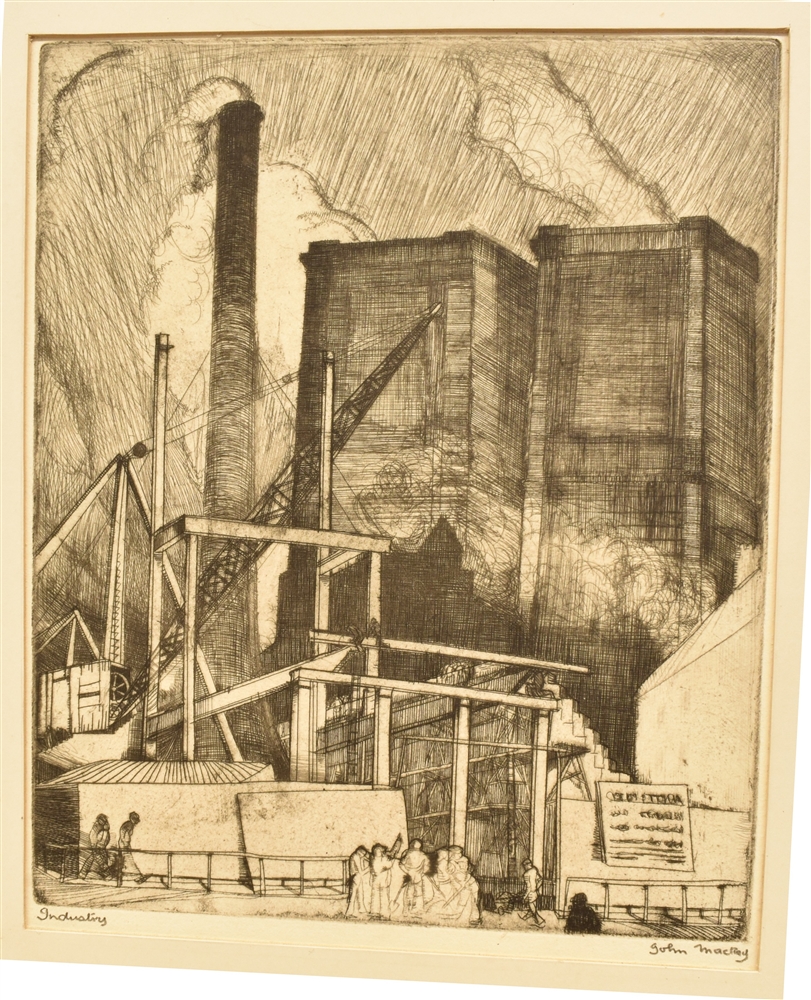 JOHN MACKAY (SCOTTISH, 1910-1998) 'Industry', engraving, titled lower left, signed lower right, 22.