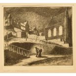 ELLIS R. MILNE (EARLY-MID 20TH CENTURY) Night in Edinburgh, engraving, indistinctly signed lower