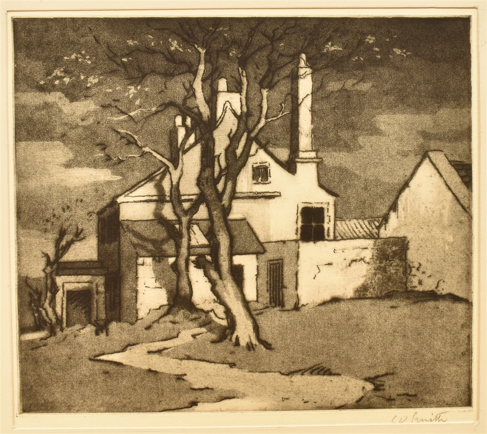 C.O. SMITH (EARLY-MID 20TH CENTURY) 'Spring Storm', mezzotint, titled to lower left margin, signed