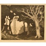 C.O. SMITH (EARLY-MID 20TH CENTURY) 'Woodland Scene', mezzotint, titled lower left, signed lower